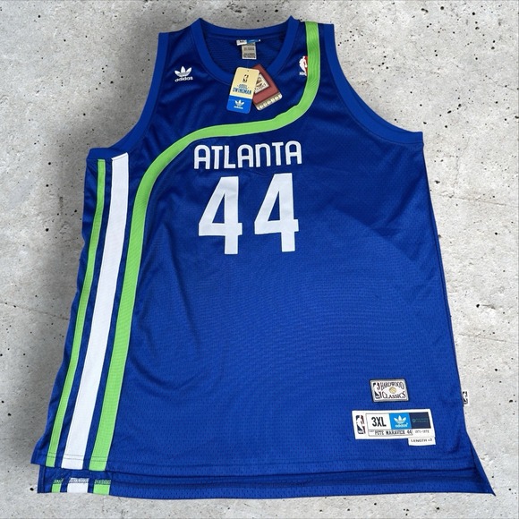 VTG Adidas Soul Swingman #44 Atlanta‎ Hawks Pistol Pete Maravich Jersey 3XL NWT